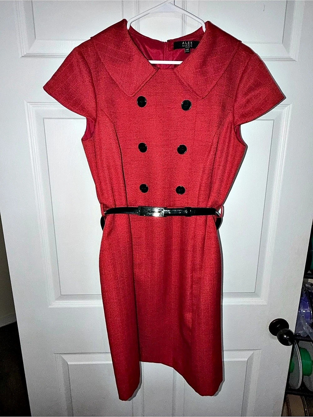 Alex Marie Red Double-Breasted Midi Dress Size 14P